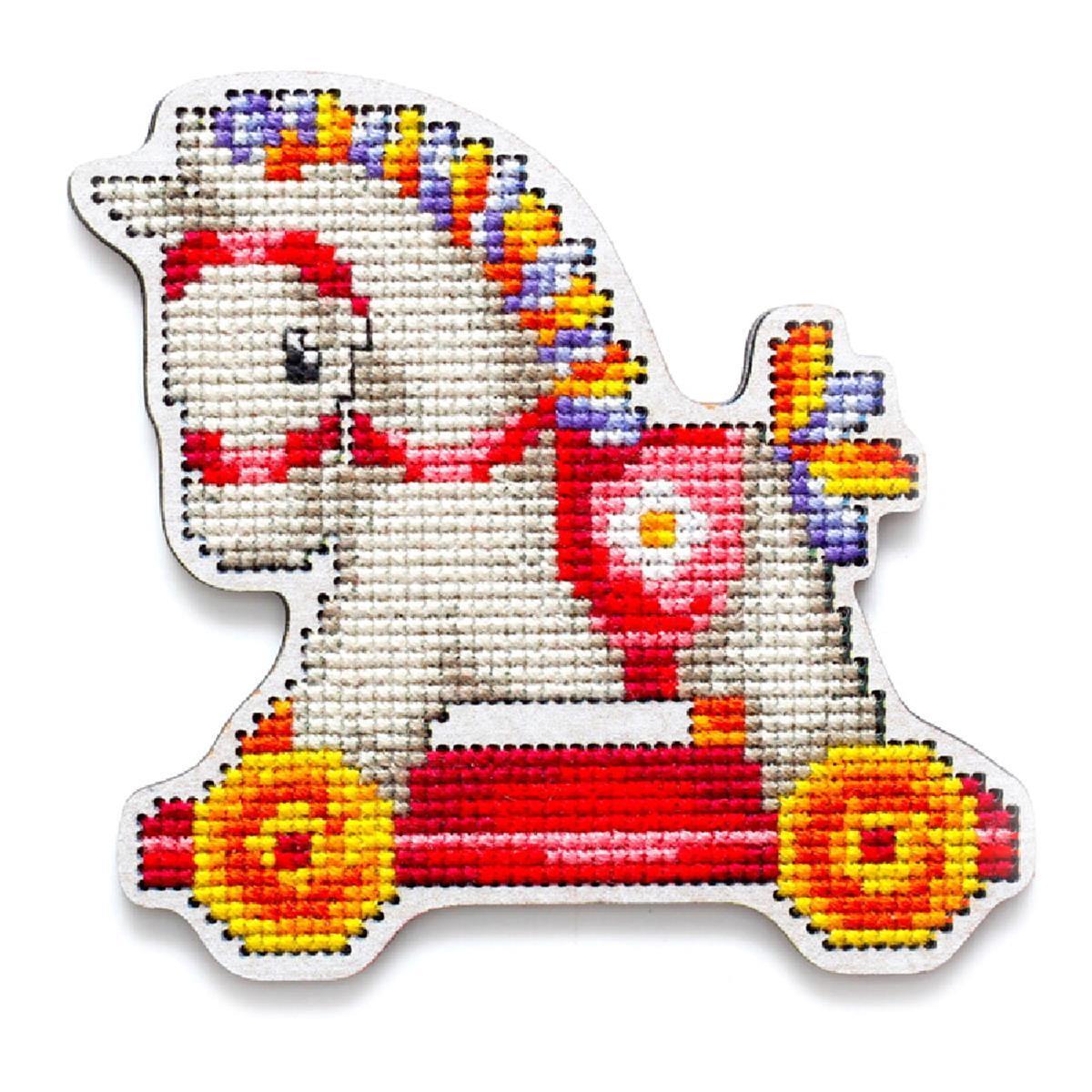 RTO stamped Cross Stitch Kit plywood board ""Horse II "" EHW053, 9.5x9 cm, DIY