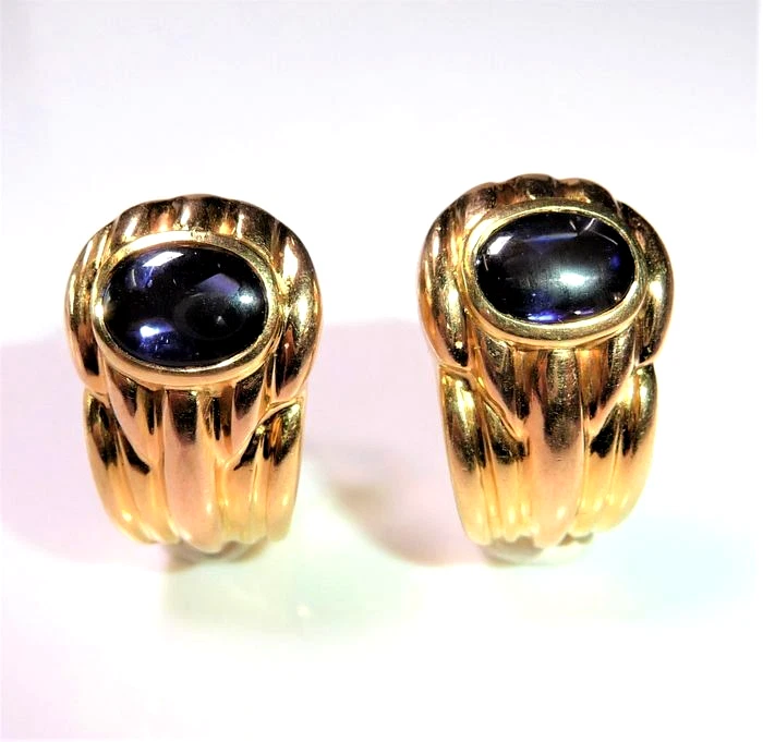 Ohrringe 750 Gelbgold 1.50 ct Tansanite 17,5 mm lang 11,4 mm breit 12g - Bild 4 von 4