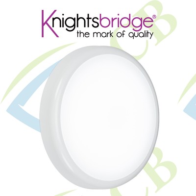 KNIGHTSBRIDGE 14W LED CCT BULKHEAD IP54 WHITE STANDARD SENSOR /& EMERGENCY