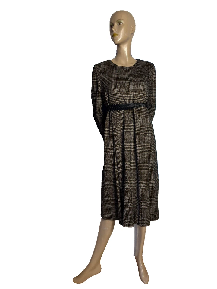 Vintage Strickkleid Angora Wolle 40 42 Glencheck Karo Handarbeit Haus Couture - Bild 3 von 4