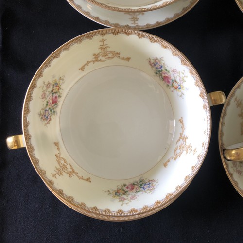 Set 6 ciotole e piattini brodo vintage MEITA CHINA con bordo oro DIPINTI A MANO - Foto 5 di 24