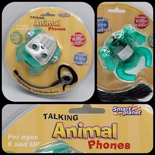 CLEAR Green Frog NOVELTY Mini Landline Corded Phone + HEADSET 2003 VINTAGE RARE