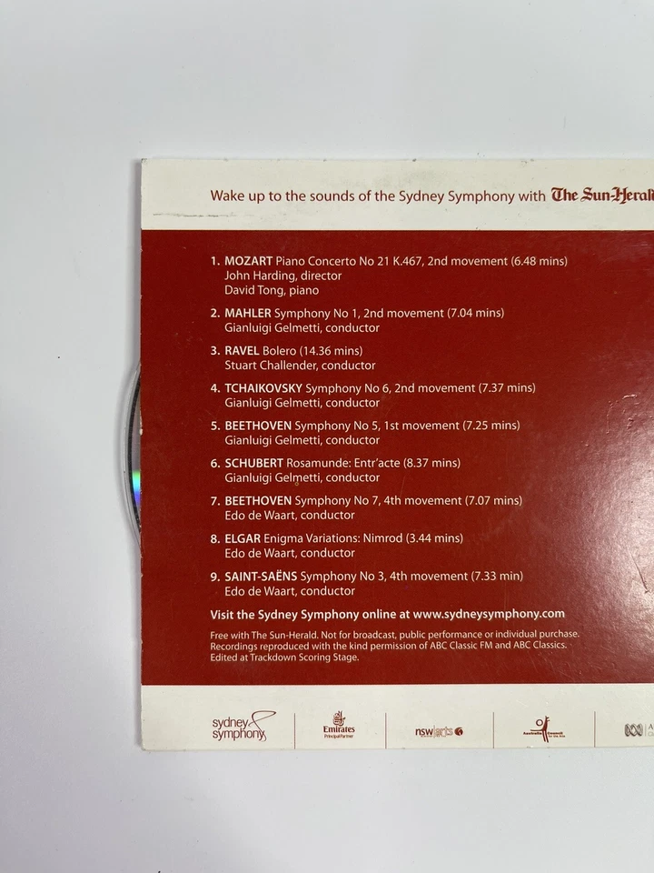 CD de música clásica Tchaikovsky Mozart favoritos de la Sinfonía de Sydney en vivo en concierto Foto 4 de 4