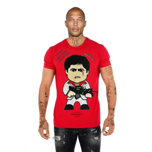 Avenue George V Paris Scarface Men's Red fitted tee T-Shirt Tony Montana Shirt - Picture 2 of 3