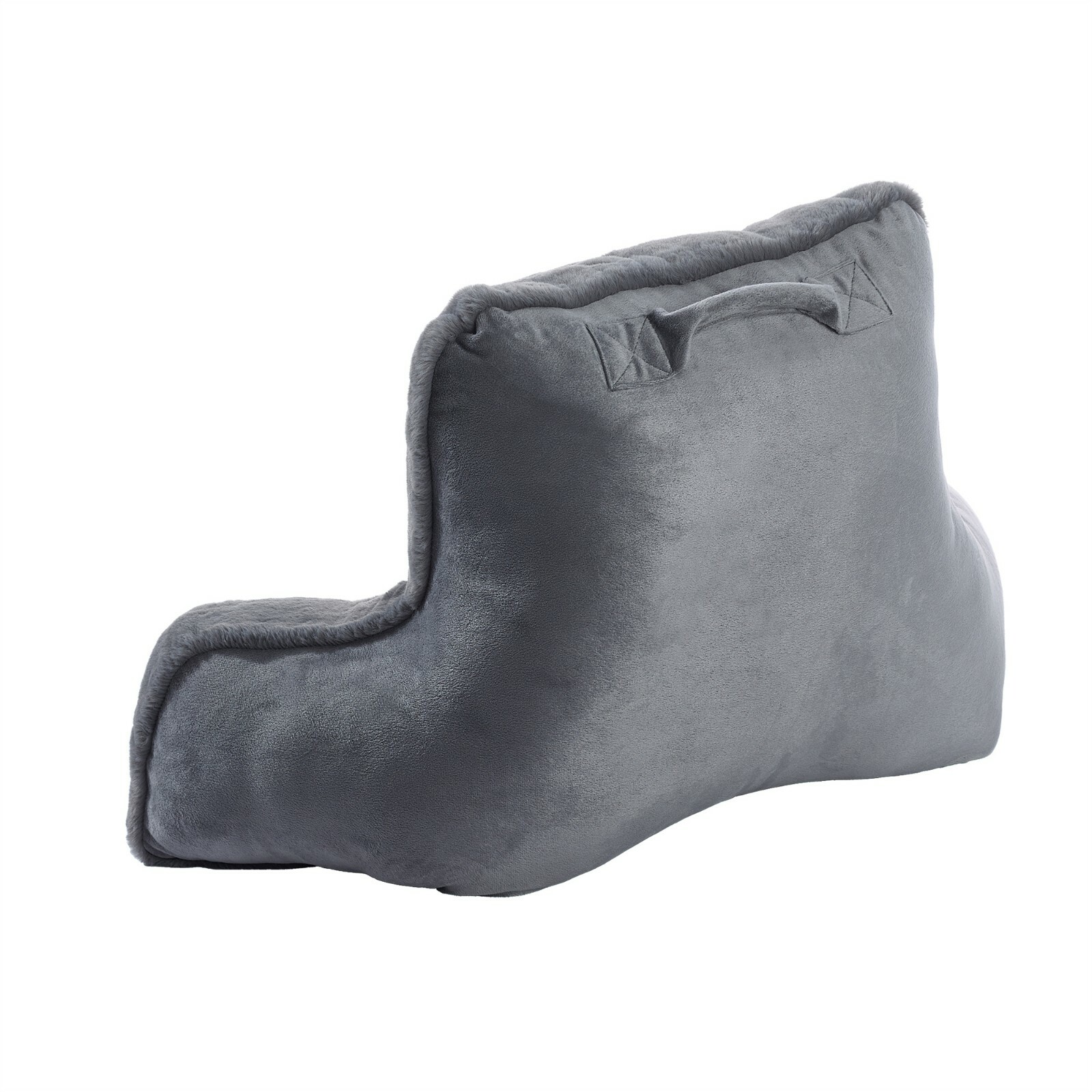 Solid Faux Fur Backrest Pillow with Arms Soft Bed Cushion for Reading & Relaxing