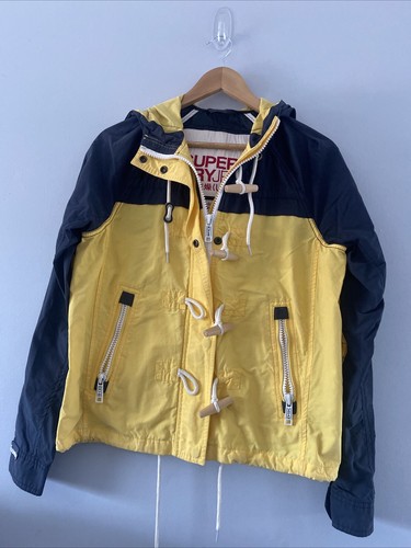 Superdry Hooded Dock Duffle Coat Small Yellow Blue Men’s