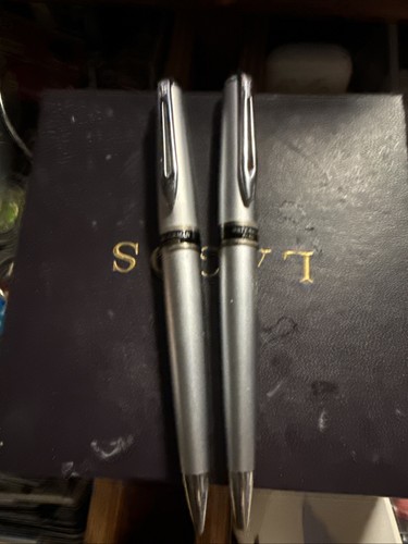 ^ WATERMAN EXPERT KUGELSCHREIBER / BLEISTIFT SET, GEBÜRSTET CHROM, UNBENUTZT, um 2004