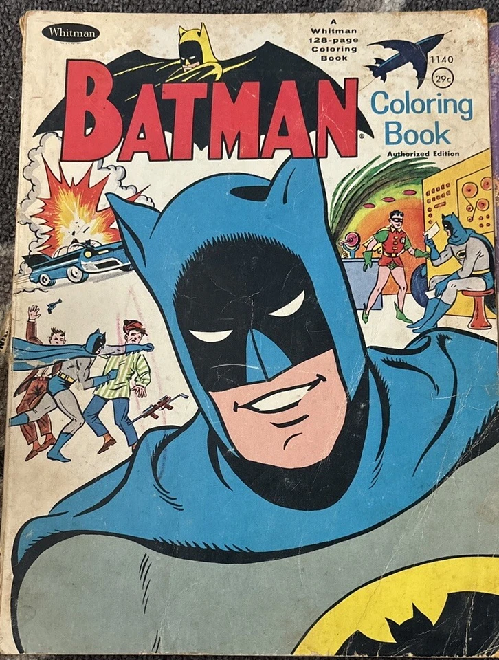 3 libros para colorear Whitman Batman 1966 Batman Vroom Scree y Robin Bat Cave raros Foto 2 de 4