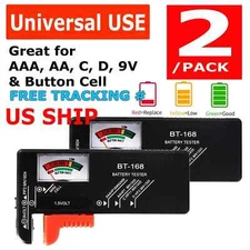 Battery Tester Checker Universal For AA AAA C D 9V 1.5V Button Cell Batteries US