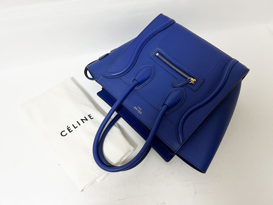 バッグ Celine Tote Bag Celine Tote Bag Handbag Luggage Micro Shopper Leather Blue
