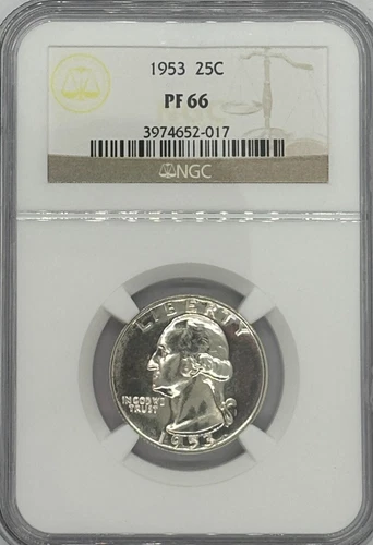 1953 Silver Washington Quarter Graded NGC PF66
