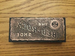 VINTAGE LETTERPRESS PRINT BLOCK "BED-ROCK" SHOE ADVERTISEMENT
