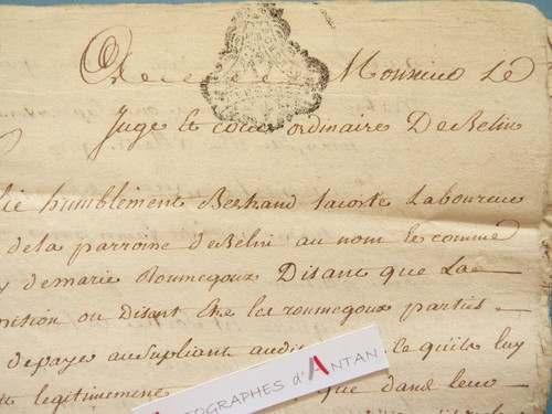 ● 1773 Lacoste laboureur Paroisse Belin (Beliet ?) 7p cachet généralité Bordeaux - Picture 2 of 7