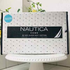 Nautica Home Queen Size 4Pc Bed Sheet Set, Flat Sheet,Fitted Sheet, Pillow Cases