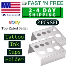 7 Holes Stainless Steel Pigment Cup Holder, Tattoo Ink Caps Holder Stand -2PCS-