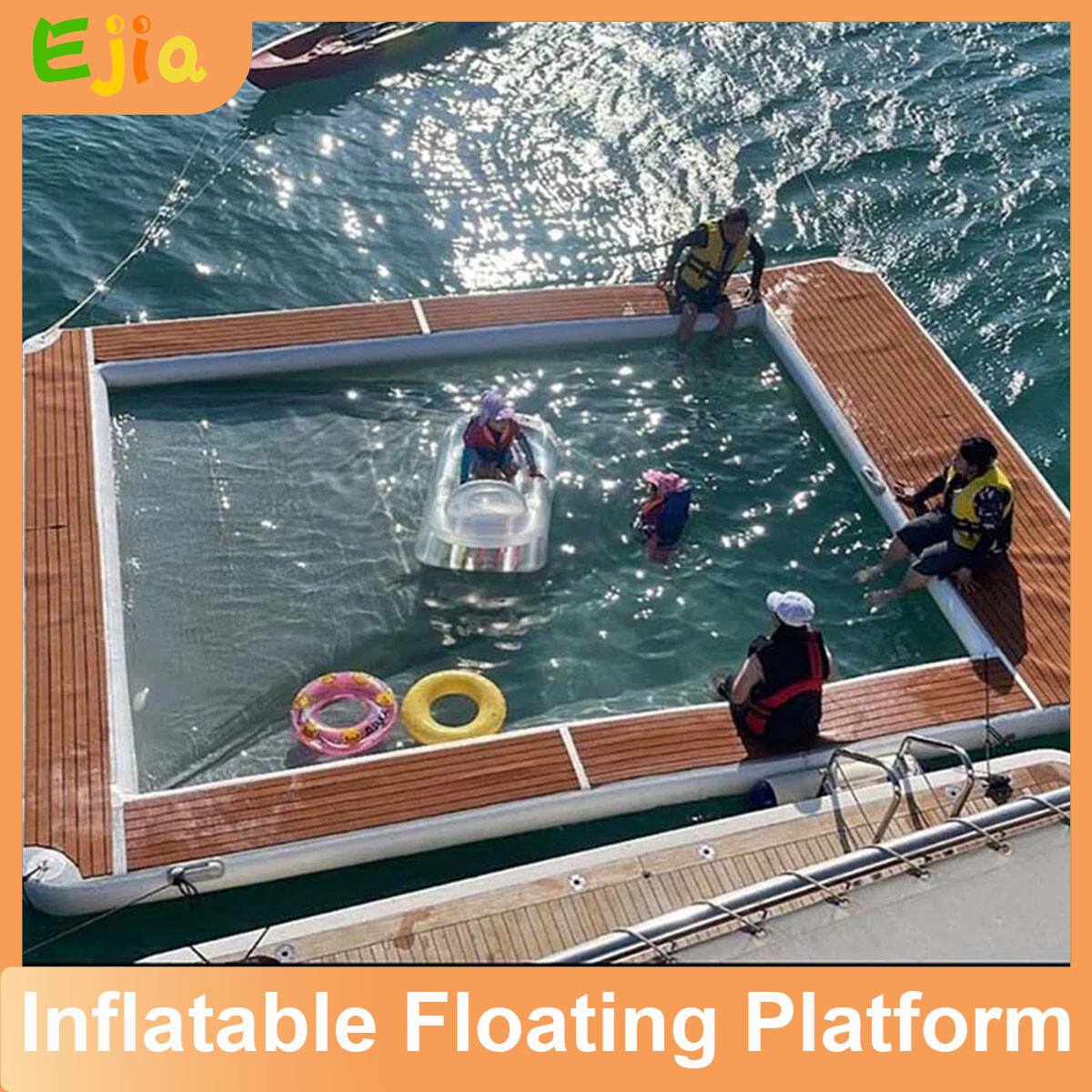 13x10FT EVA Inflatable Swimming Pool With Net For Yacht Water Sea Pool Boat