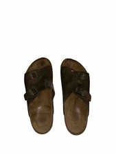 Birkenstock Arizona Suede Sandals Mens US 9-9.5 Brown Soft Footbed Read 