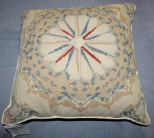 Needlepoint Genuine Handmade Oriental Rug 100% Wool Pile 20" x 20" Throw Pillow