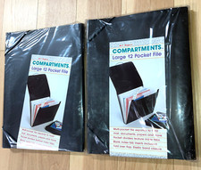 Lot Of 2 File Folders Large 12 Pocket Expanding Black WT Rogers NEW