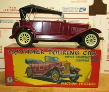 SSS OLD TIMER TIN TOURING CAR FRICTION CANVAS TOP W/ORIGINAL BOX. JAPAN