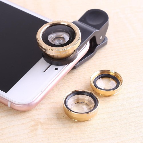 Wide Angle Macro Fisheye Phone Camera Lens Kit for iPhone (Gold) - Picture 1 of 7