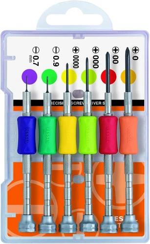 VESSEL precision screwdriver JAPAN set 6 sets of screws Hex Phillips Slotted JIS