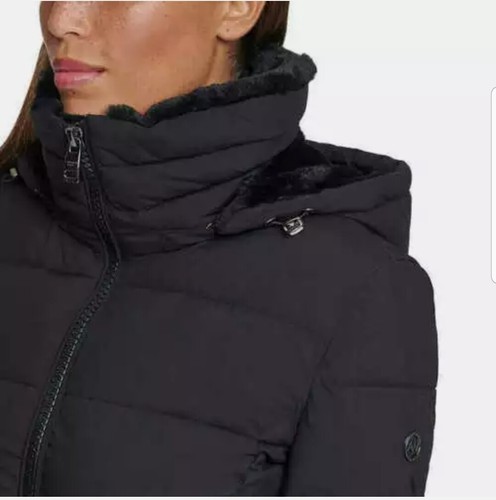 Andrew Marc Ladies Long Stretch Quilted Parka Black Ox Blood XS-2X Hooded Remova - Picture 18 of 20