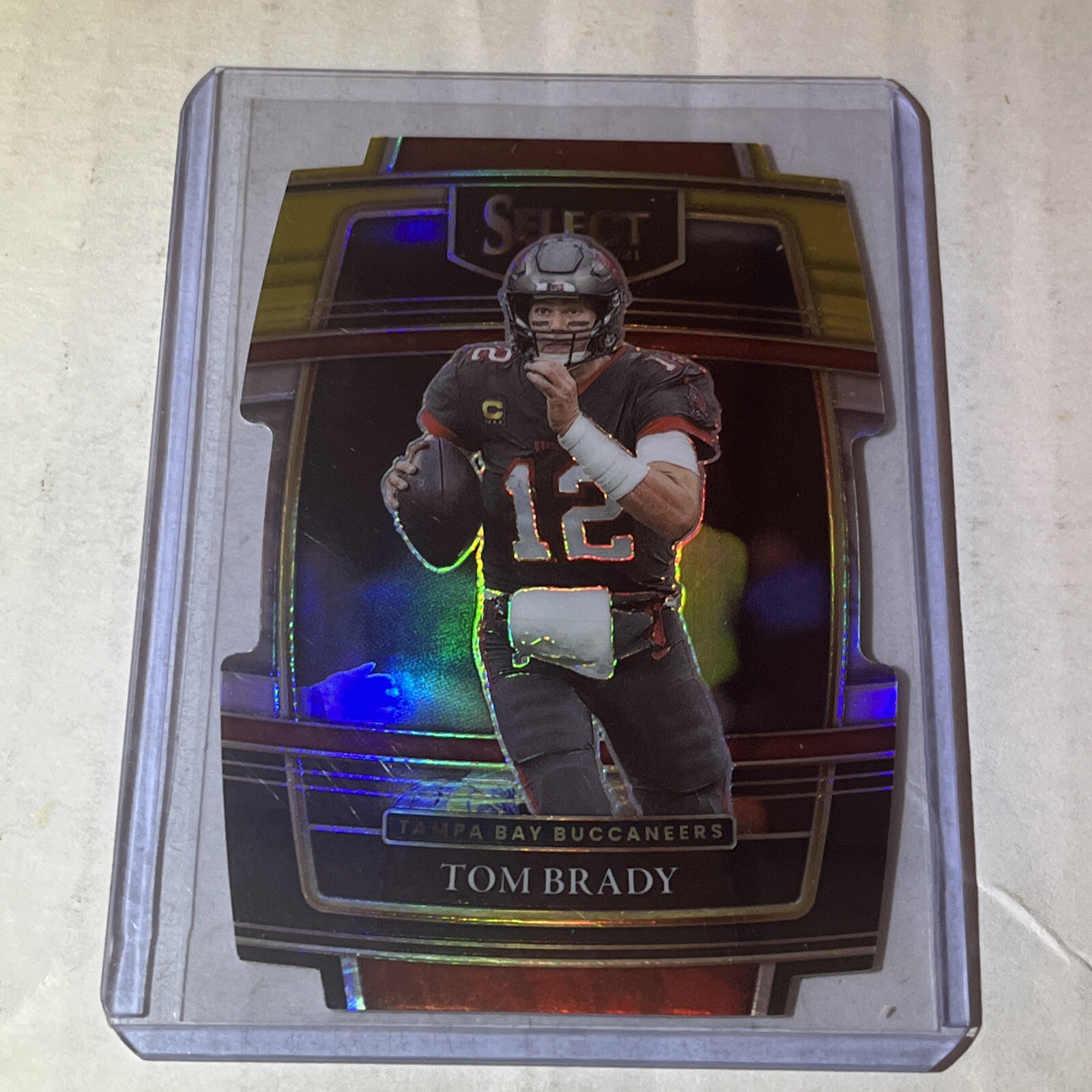 2021 Panini Select - Tom Brady Concourse Red & Yellow Prizm Die-Cut #1