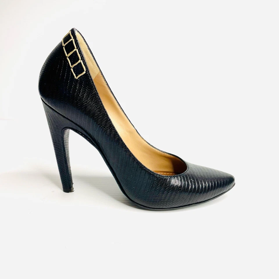 PROENZA SCHOULER Sz 4.5 Black Leather Animal Print Pumps New York Designers — 第 4/4 张图片