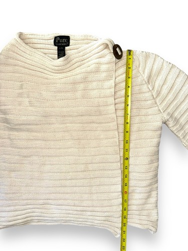Maglione PURO lavorato a mano nuovo con etichette stile 8366 cotone bianco sporco taglia L/XL - Foto 8 di 11