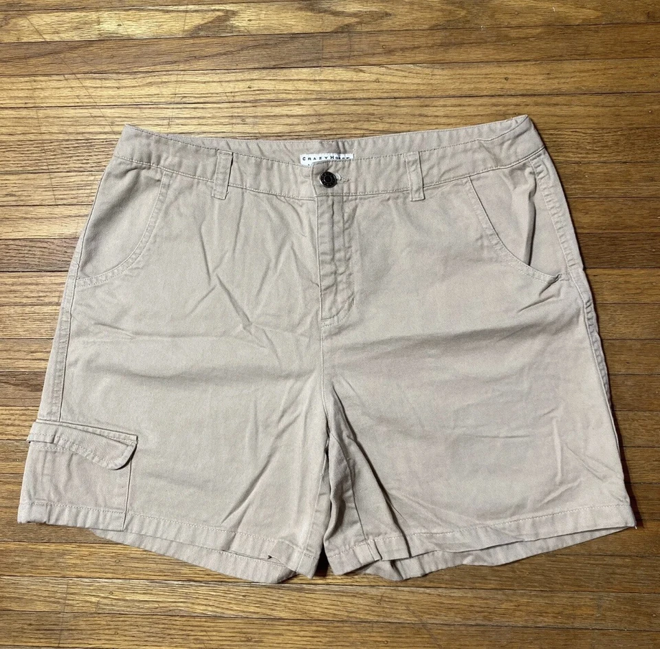 Pantalones Cortos Crazy Horse Talla 10 Mujer Beige Bolsillo Carga Tiro Medio Liz Claiborne Foto 3 de 4