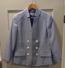 Kasper Womens Sz 10 Open Front Long Sleeve Collarless Sportscoat Blazer Jacket