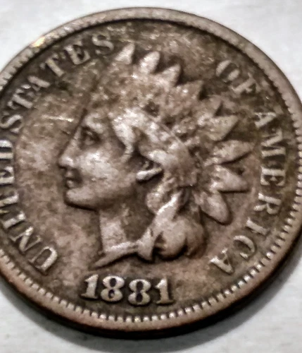 1881 Indian Head One Cent Penny 1C US Coin! VG #12535