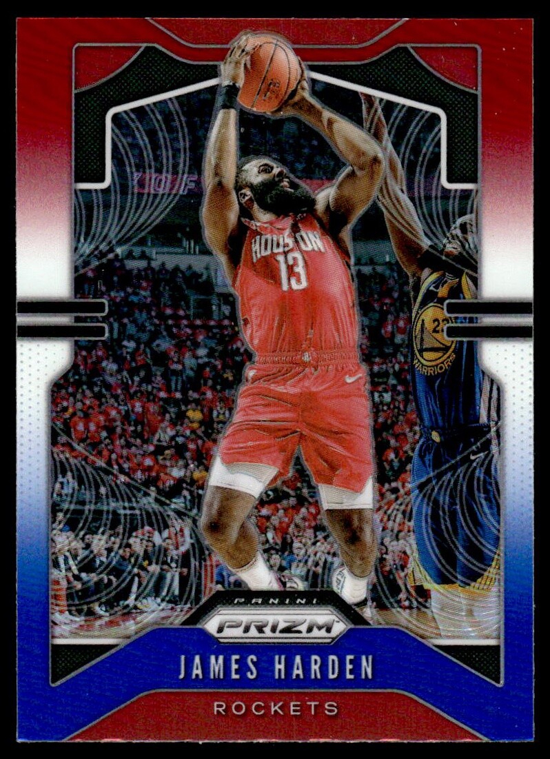 2019-20 Panini Prizm #107 James Harden Prizm Red White and Blue Rockets