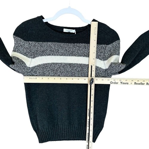 Paolo Pecora Boys Pullover Sweater Sz 8 Gray Striped Merino Wool Long Sleeve New - Picture 3 of 15