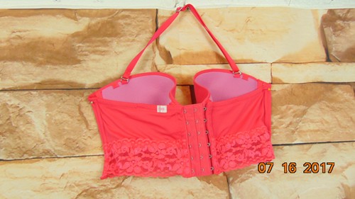 VICTORIA'S SECRET PINK BEACH SEXY LACE BUSTIER BIKINI SWIM SUIT TOP 36B - Picture 3 of 7