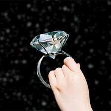 3"/80mm Large Glass Diamond Ring Paperweight Wedding Decoration Valentine's Gift