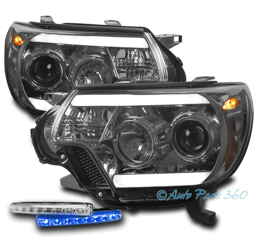 FOR 12-15 TOYOTA TACOMA LED SMOKE PROJECTOR HEADLIGHTS LAMPS W/BLUE DRL SIGNAL - Bild 1 von 11