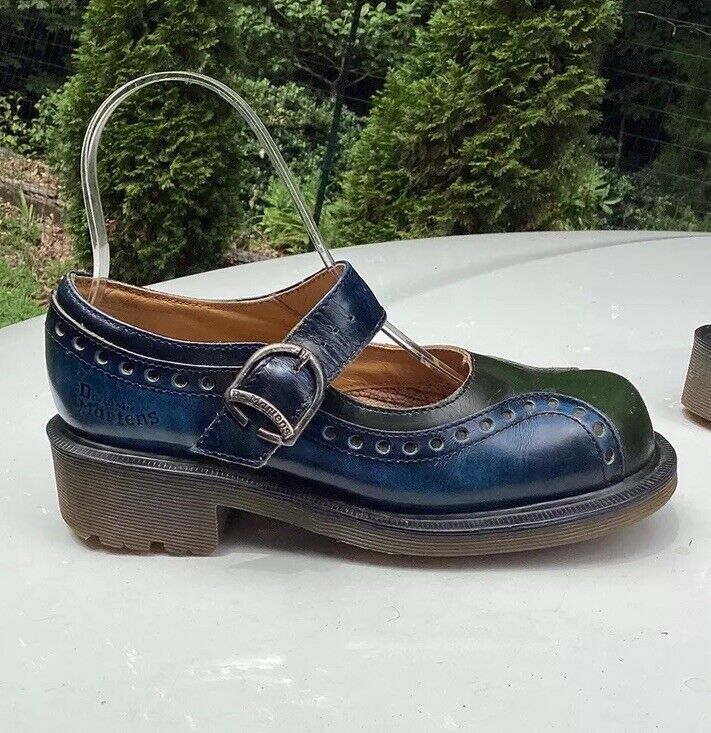 Dr Martens Vintage 90's Blue Leather Mary Jane Chunky Shoes Dr Martens Vintage 90's Blue Leather Mary Jane Chunky Shoes