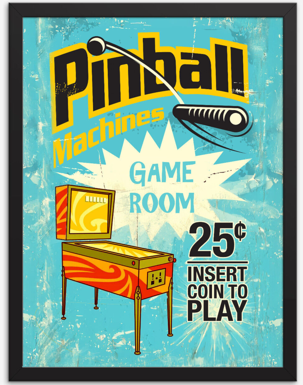 Pinball Machines Game Room #11, Framing Optional, Retro Poster, Wall Art
