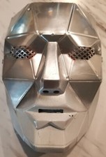 Squid Game Front Man Plastic Custom Costume Mask Silver Metallic White Gradient 