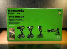 Greenworks Powerall 24V Brushless Power Tool 4PC Combo Kit CK344 CK34200 Drill