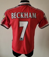 Manchester United 1998 - 2000 Home Football Umbro 7 Beckham size Y
