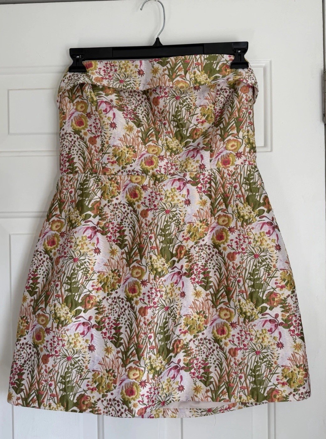 Lulus floral jacquard strapless mini dress S/XS Back Corset Cocktail Party