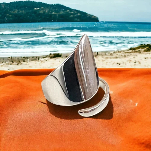 Solid 925 Sterling Silver Cuff Band Ring Statement Anniversary Ring All Size