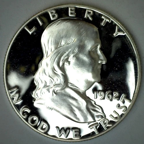 1962 Franklin Silver Proof Half Dollar Coin 50-Cents Beautiful Frosted Cameo 50c