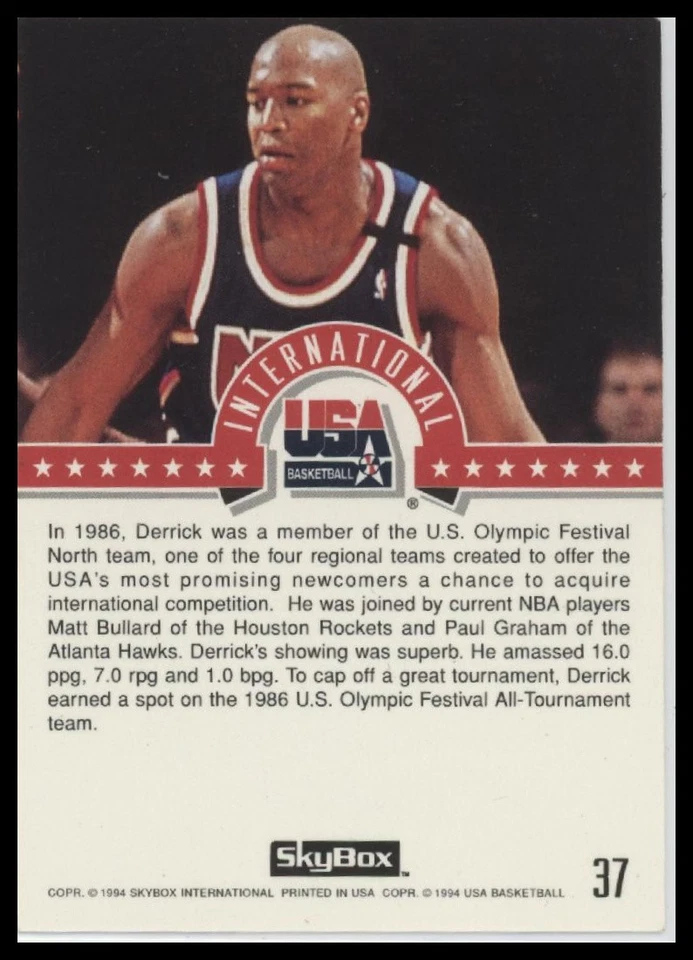 1994 SkyBox USA #37 Derrick Coleman - Image 2 of 2
