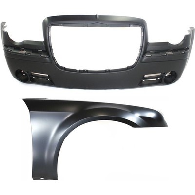 Bumper Cover Kit For 2005-10 Chrysler 300 Models With Fog Light Holes 2pc Front