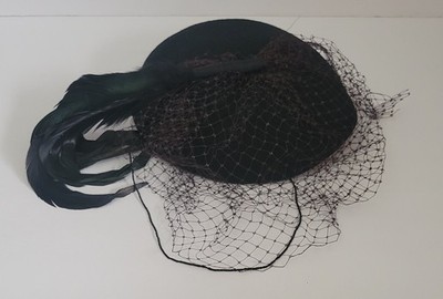 Ladies Vintage Feathered Fascinator Hat Black s-l400.jpg main image 4