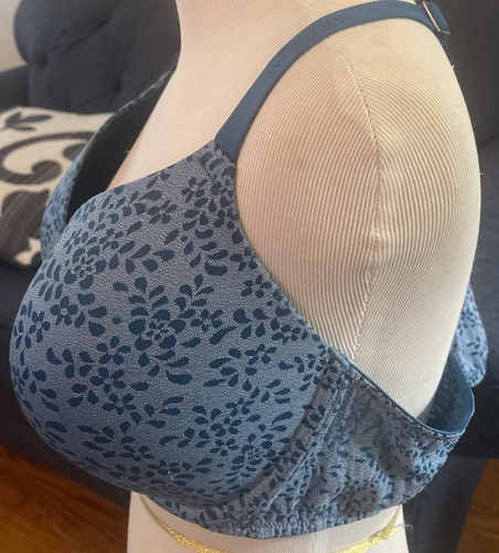 Reggiseno T-Shirt Adore Me Blu Pizzo Floreale Chiusura Frontale Racerback Ferretto Taglia 44D - Foto 3 di 12